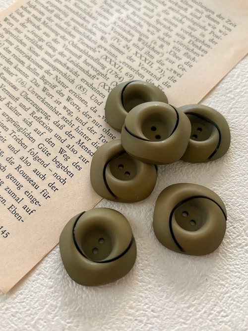 25mm Japanese ヴィンテージボタン カーキ プラスチック  レトロ アクセサリーパーツ 装飾材 カルトナージュ