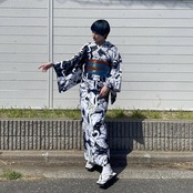 RumiRock 反物 ゆかた「白鳥」　[A1610]