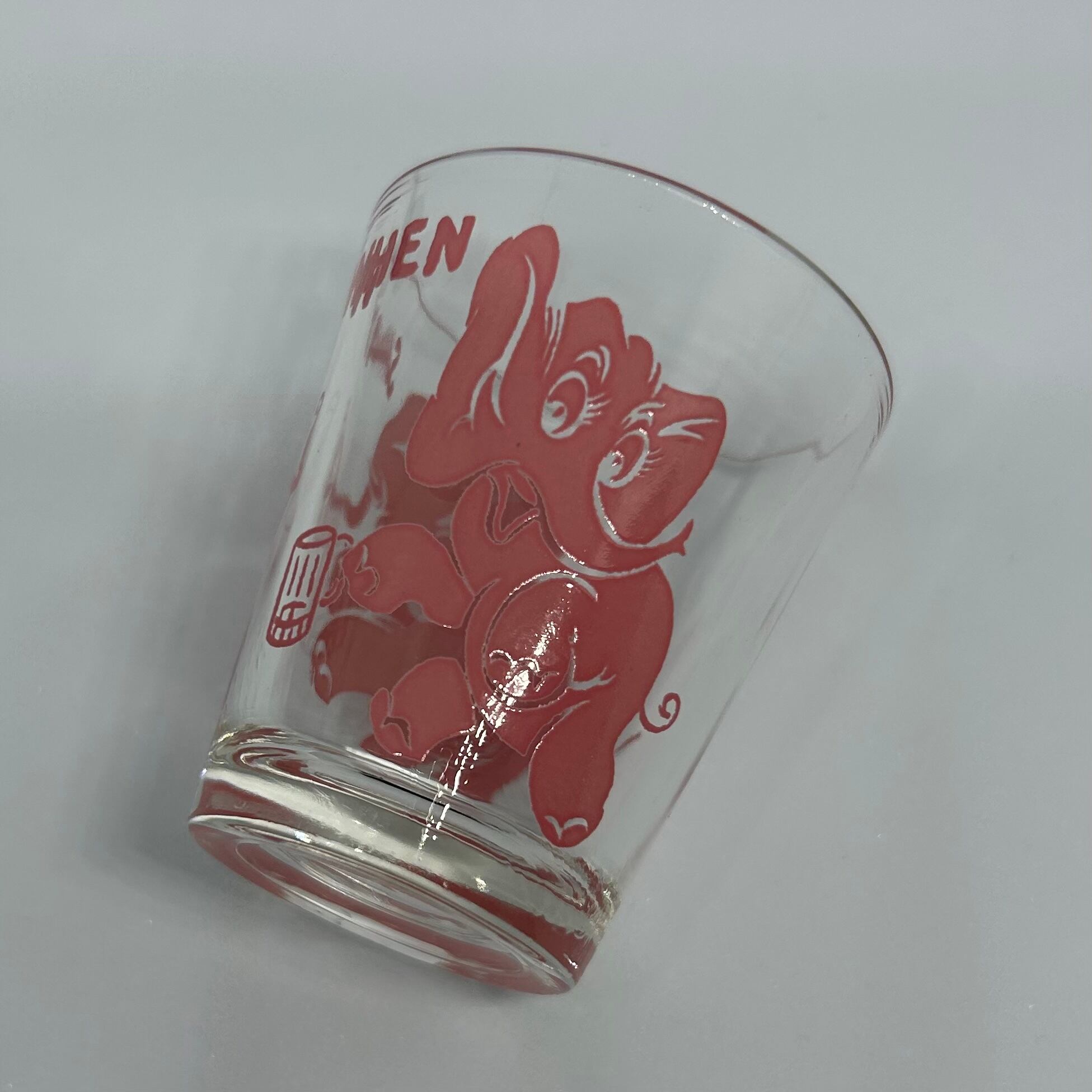 Vintage Hazel Atlas Pink Elephant Shot Glass/ショットグラス