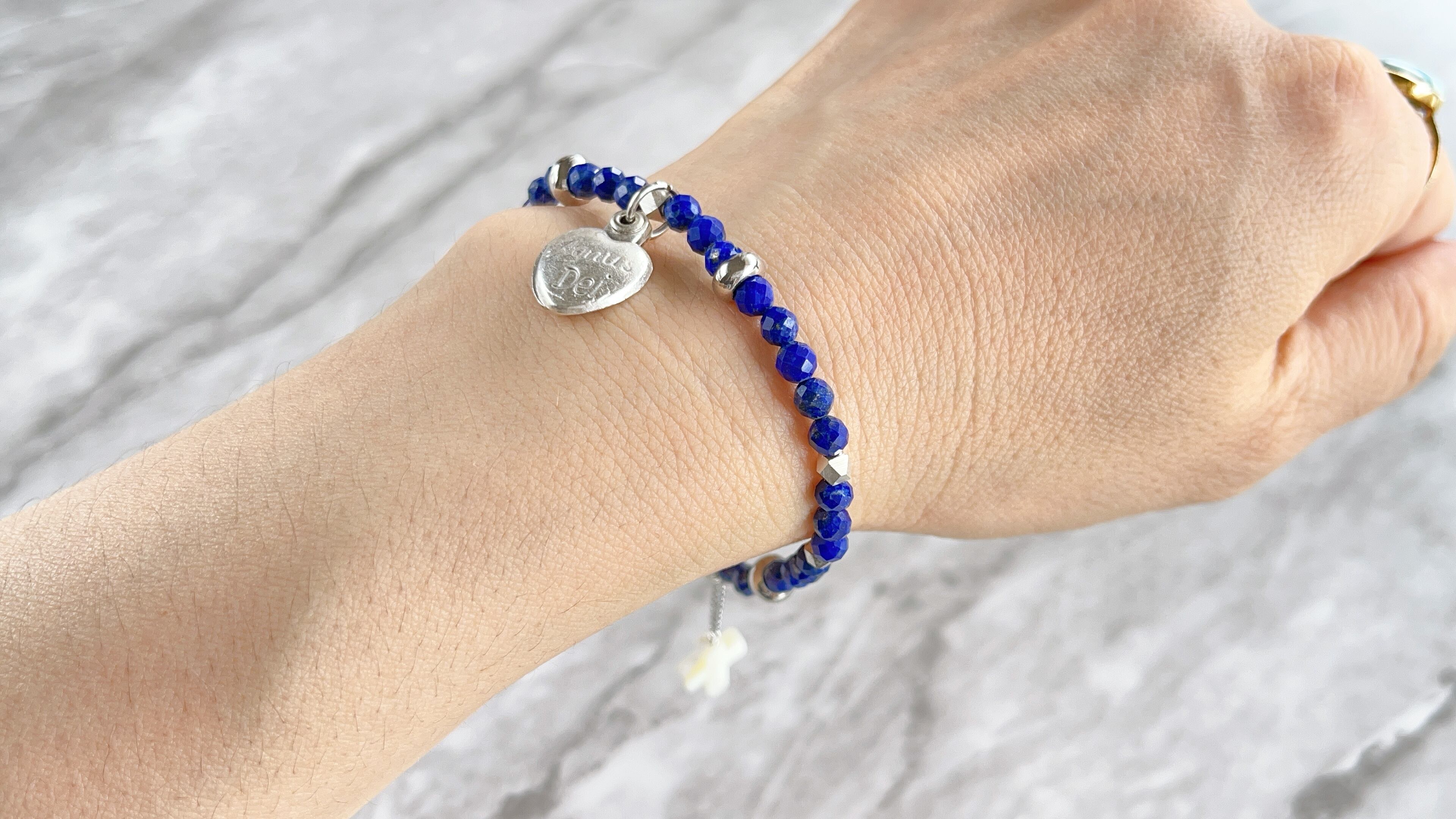 ラピスラズリ2way✧二連ブレスレット・バッグチャーム✧ハートスライド