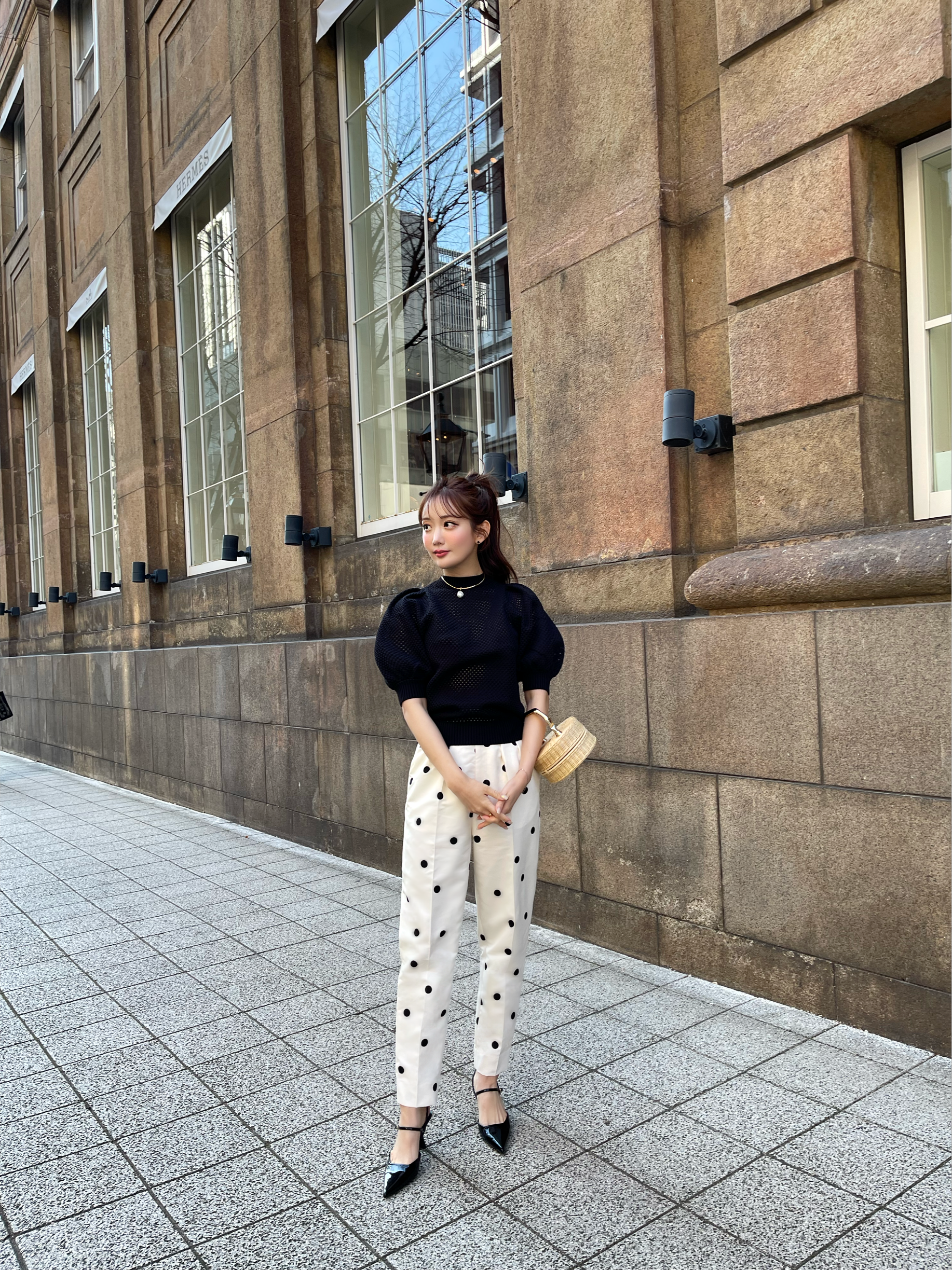 HEYON へヨン ドットパンツ carrot pants (dot) 黒 M-