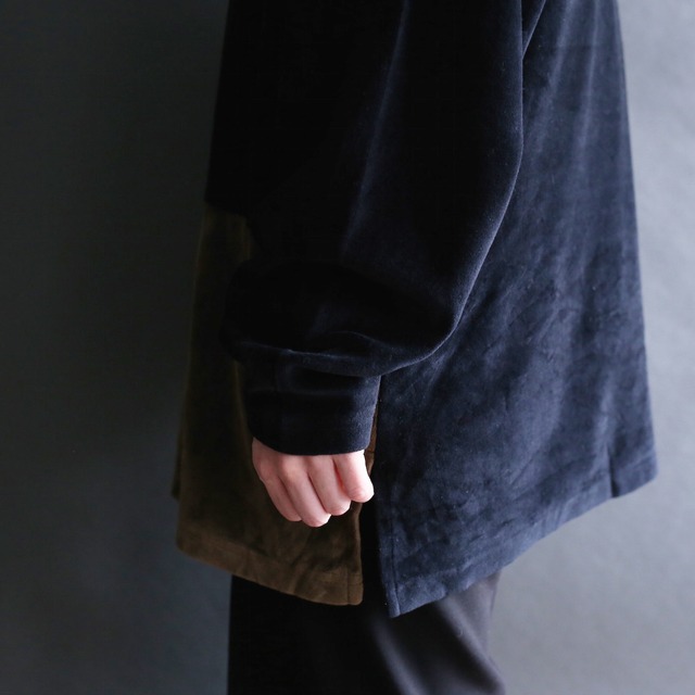 switching panel pattern l/s velour shirt