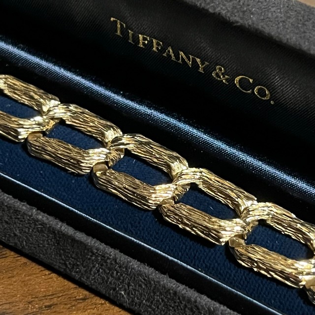 VINTAGE TIFFANY & CO. 14K Gold Textured Chain Bracelet | ヴィンテージ ティファニー 14K ゴールド テクスチャード チェーン ブレスレット