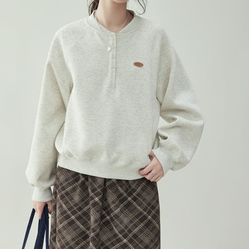 ワンポイントデザインスウェットトップス M1781