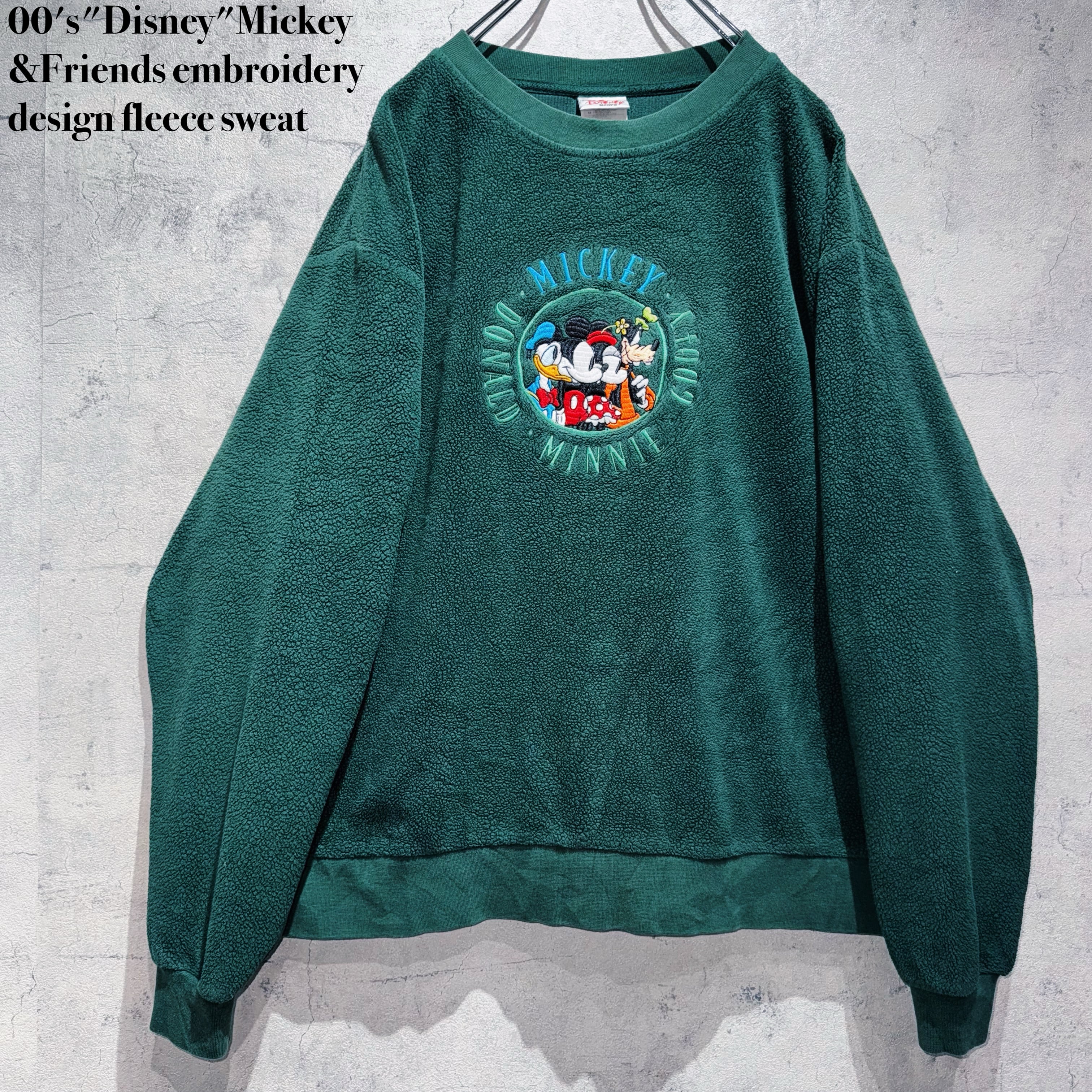 00's"Disney"Mickey&Friends embroidery design fleece sweat