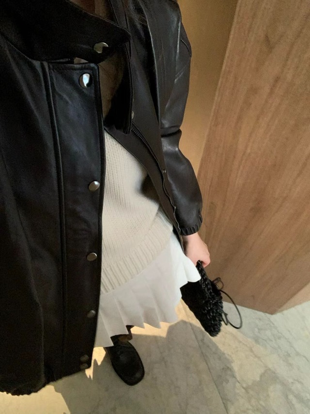 (OUNCE) lambskin high neck jacket