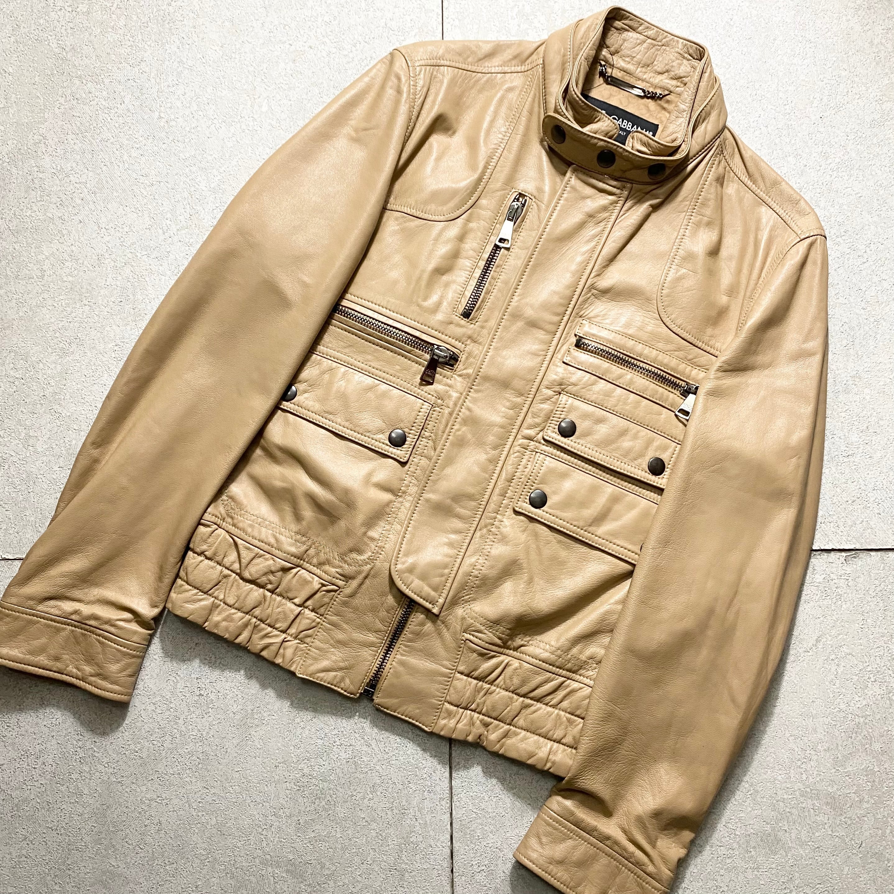 DOLCE&GABBANA skin color leather riders jacket | NOIR ONLINE