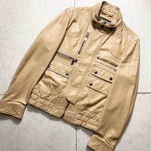 DOLCE&GABBANA skin color leather riders jacket