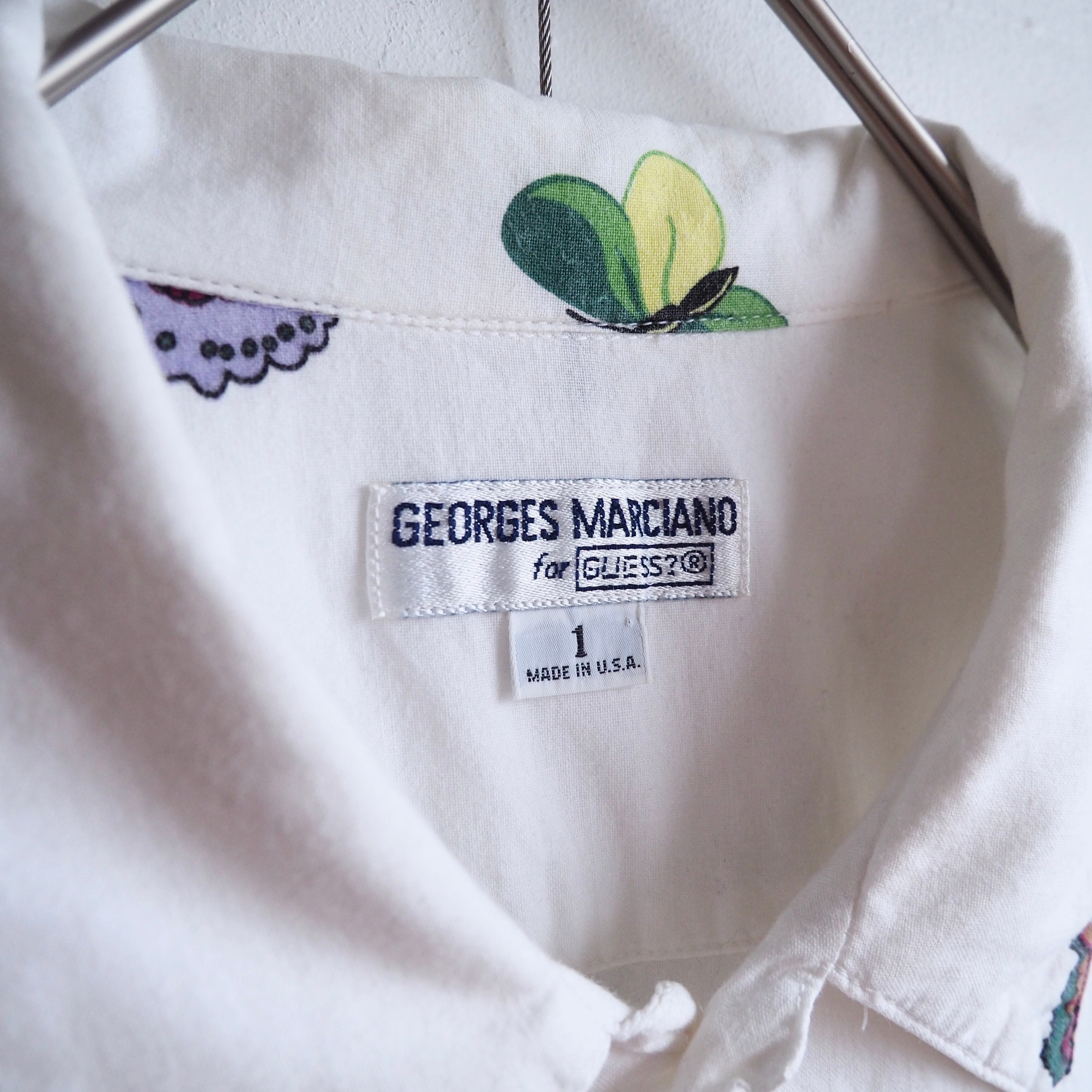 1990s ” Georges Marciano for GUESS ” Butterfly printed cotton SS shirt (made in Usa)