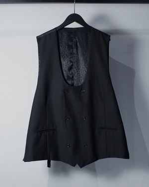 【Caka BLACK】Paisley Swiching Loose Double Breasted Vest