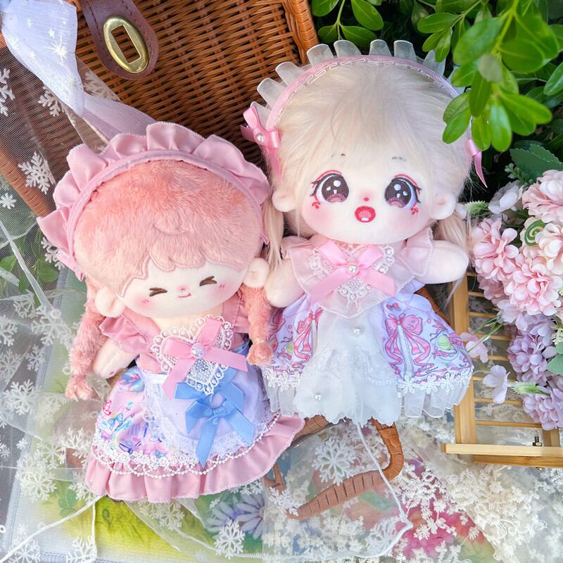 20cmぬいぐるみ用 ロリータ ワンピース+ヘアアクセサリー ぬい服 着せ