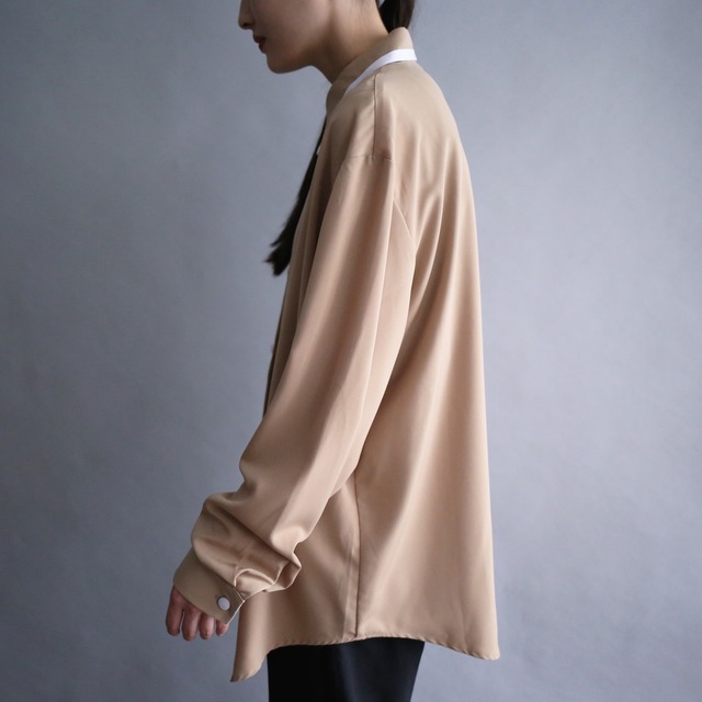 collar switching bi-color design loose shirt