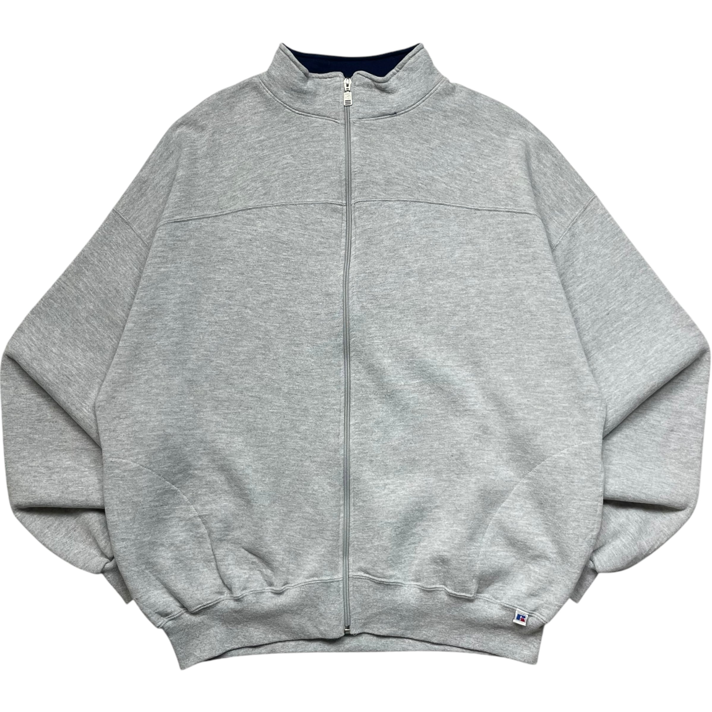 《XXL》 russell athletic ラッセルアスレチック ジップアップ スウェット 無地 グレー 90年代 vintage no.7053