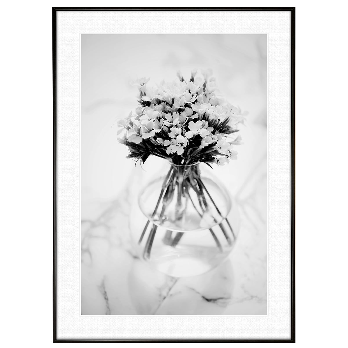花写真 花瓶の中の花束 インテリア モノクロアートポスター額装 AS3266