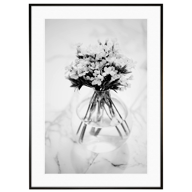 花写真 花瓶の中の花束 インテリア モノクロアートポスター額装 AS3266