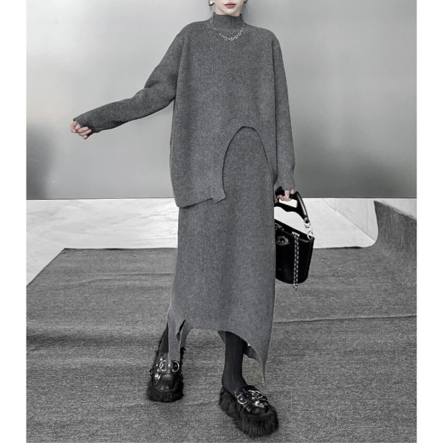 Cut arch knit setup【3color】 C1336