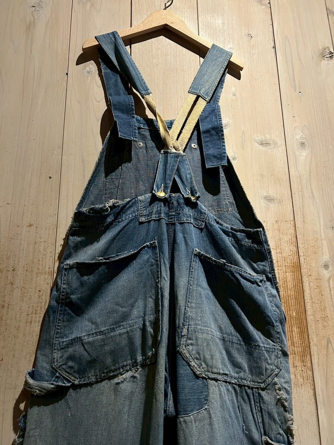 40's ヘラクレス HERCULES オーバーオール グランジ ボロ a.k.a.C.a.k.a vintage】40's “HERCULES” “Boro” Vintage Denim