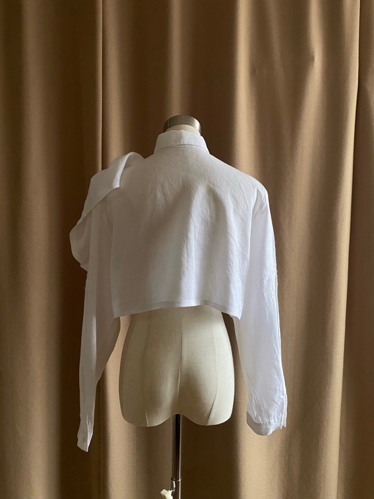 front frill design remake linen shirt-4188-6
