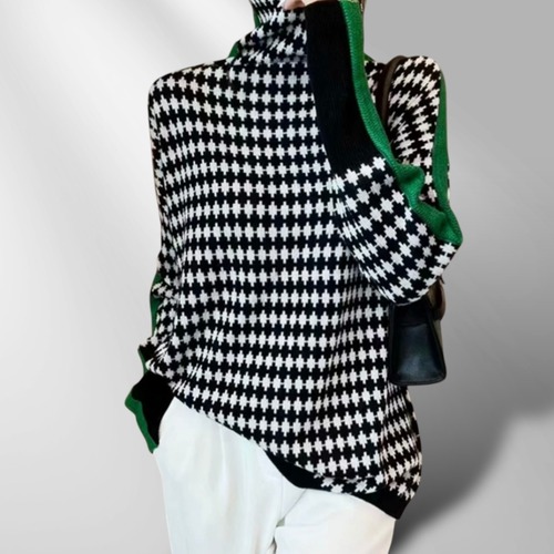 Color matching turtleneck sweater 　000562