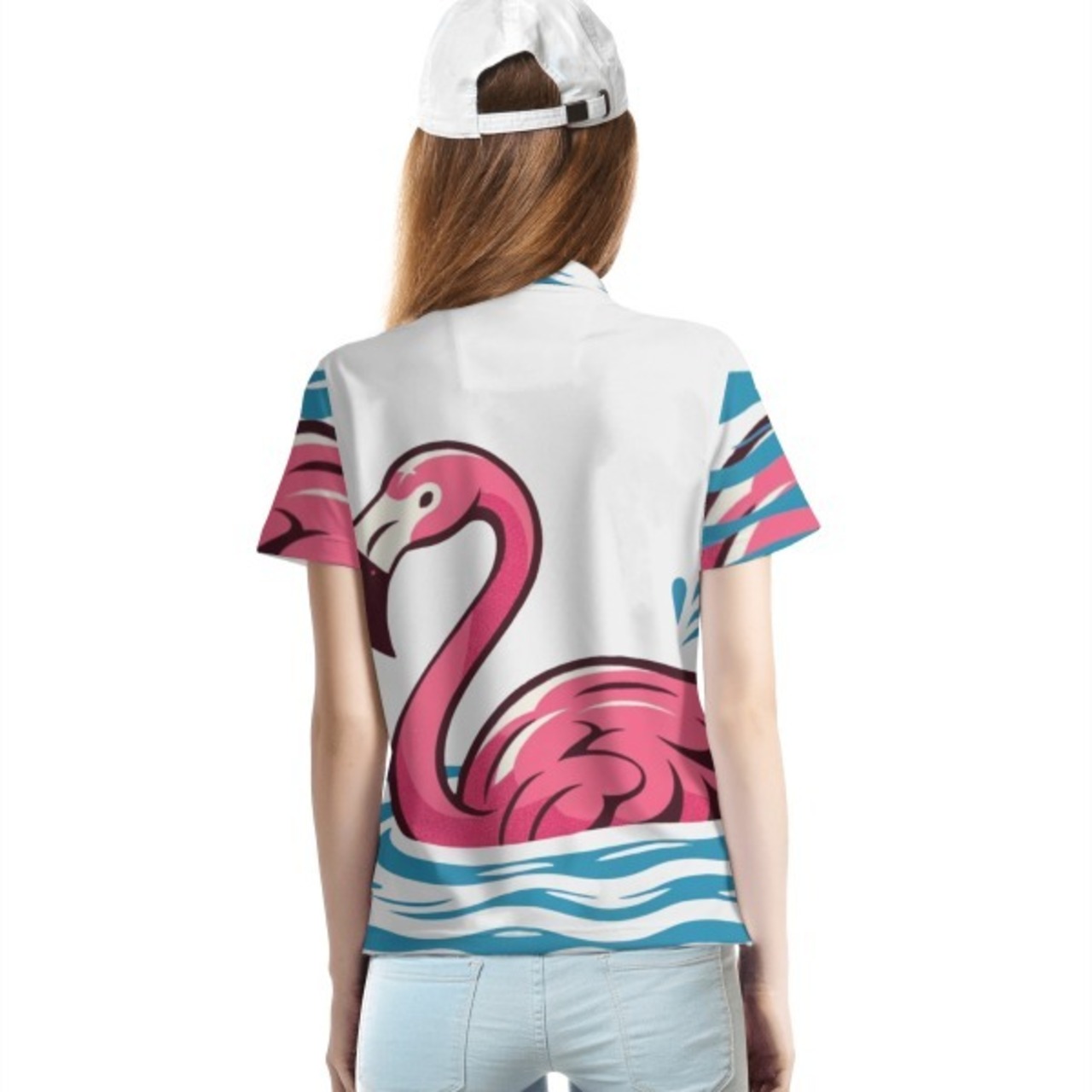 Women's All Over Print Polo Shirt Swim 4659