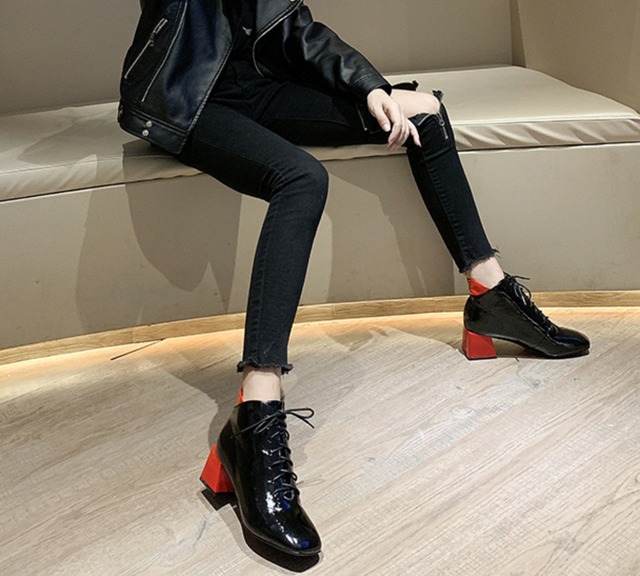 靴 ヒール カジュアル かわいい シンプル 紐 スニーカー ブーツ 韓国ファッション 120