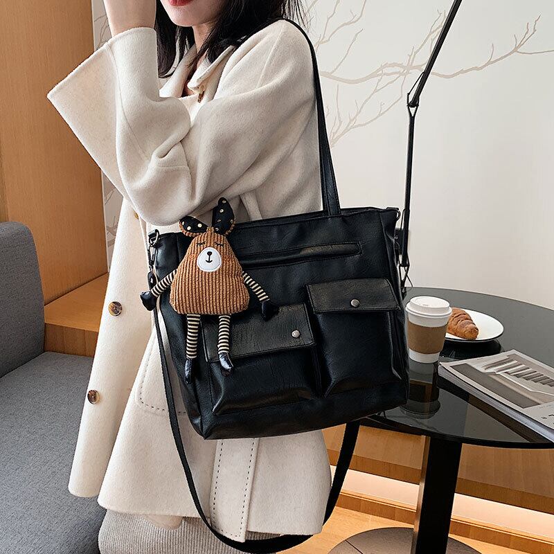 シンプルで大容量のバッグレディースバッグ2020新しい流行の秋と冬のネットレッドショルダーバッグバージョンのワイルドテクスチャトートバッグ Tiancai_Wing_Bag98262793845