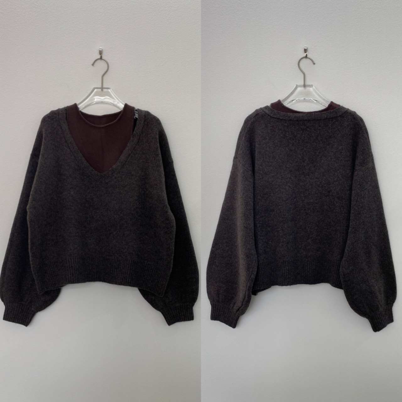 [タンクset]VネックニットPO/ブラウン