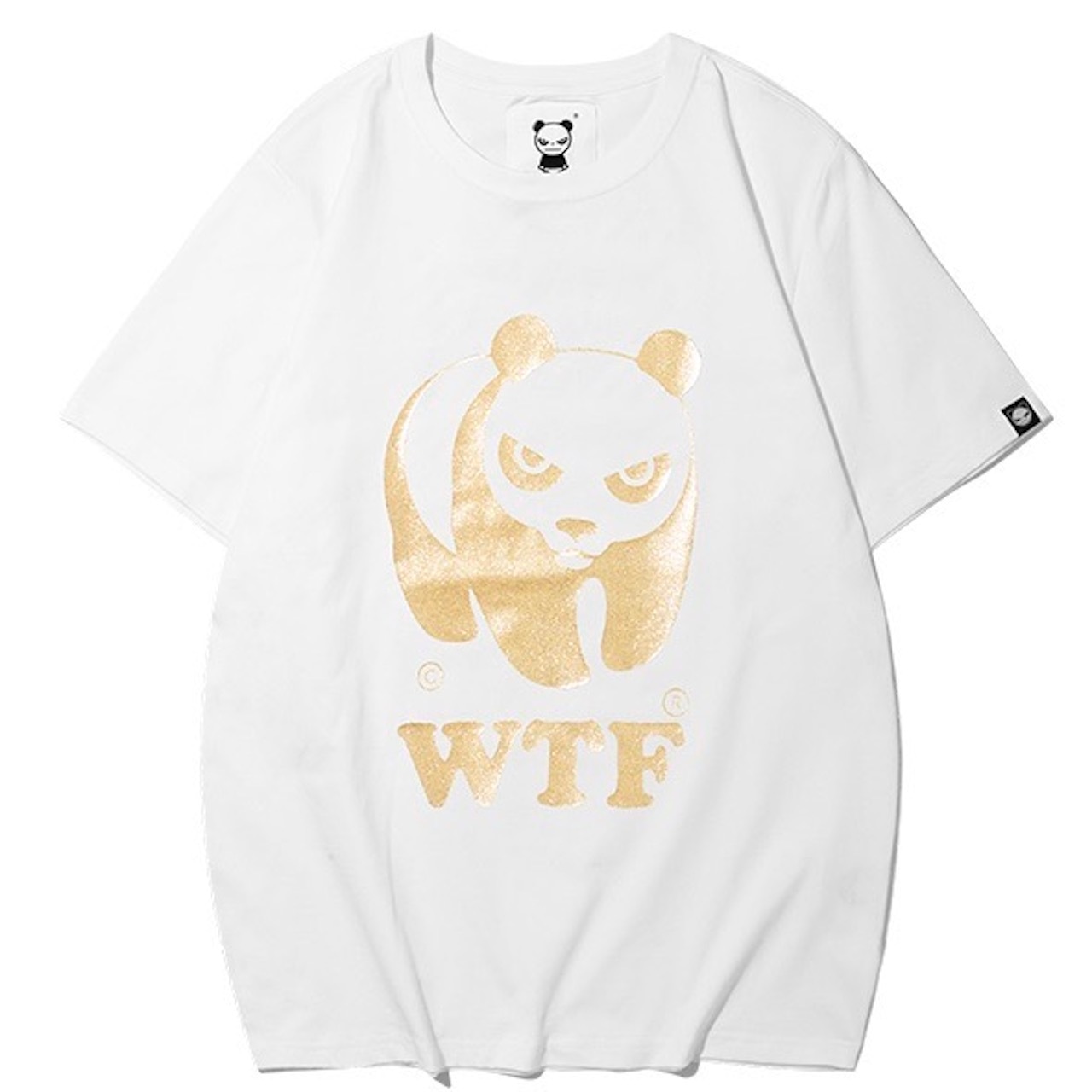 SALE 【HIPANDA ハイパンダ】メンズ WTF ゴールドプリント Tシャツ MEN'S WTF GOLD PRINT SHORT SLEEVED T-SHIRT / WHITE・BLACK