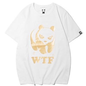 SALE 【HIPANDA ハイパンダ】メンズ WTF ゴールドプリント Tシャツ MEN'S WTF GOLD PRINT SHORT SLEEVED T-SHIRT / WHITE・BLACK