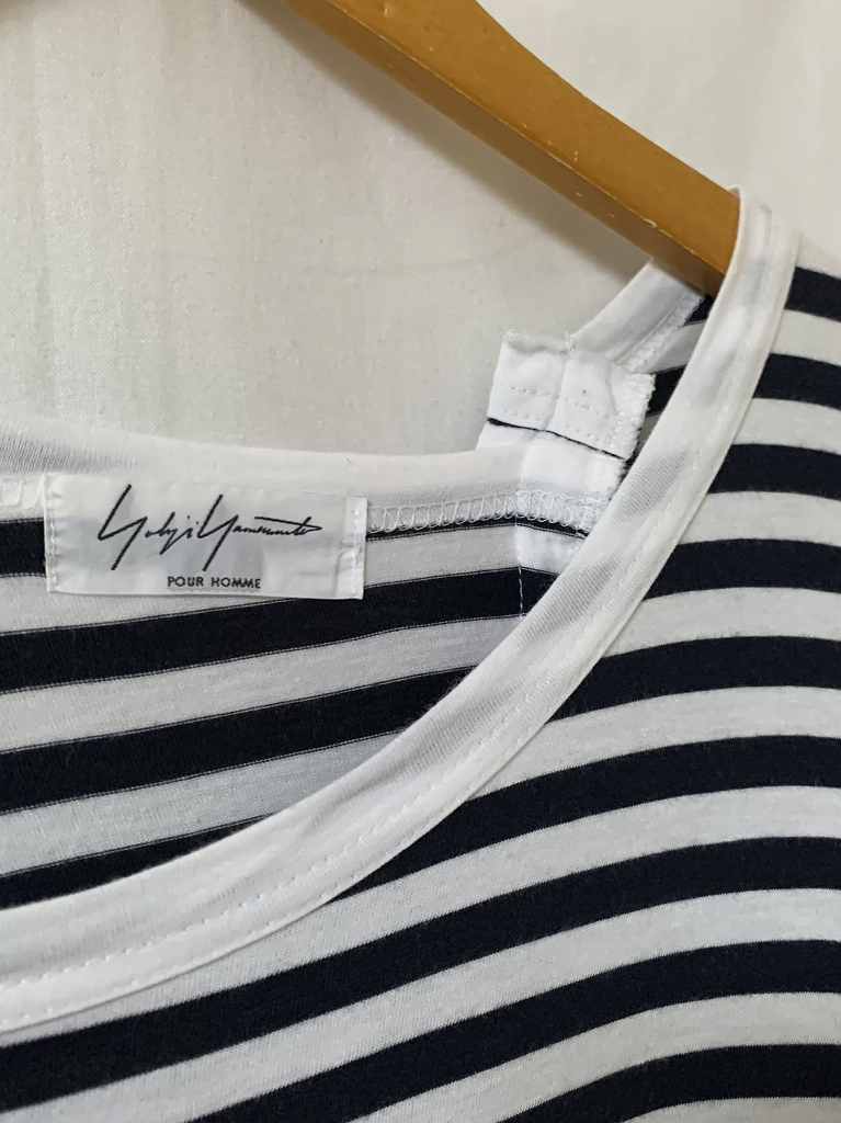 Monotone Border Pattern Asymmetry Design T-Shirt "Yohji Yamamoto POUR HOMME"