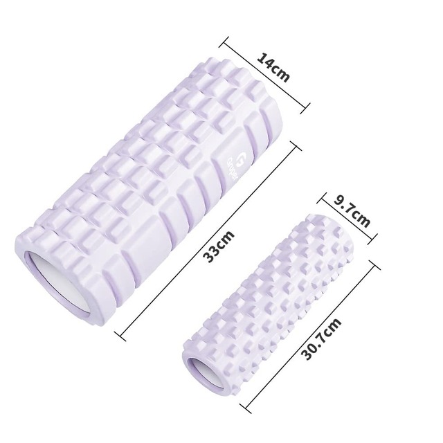 Gruperフォームローラー 筋膜リリース 大小2個セット 筋膜ローラー ストレッチローラー グリッドフォームローラー (ドリーム パープル)