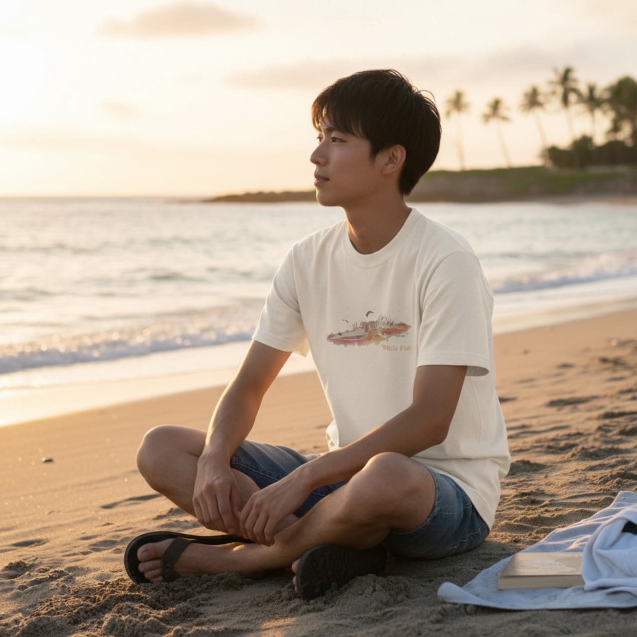 Whale Fall-Tシャツ(バニラホワイト) - 1