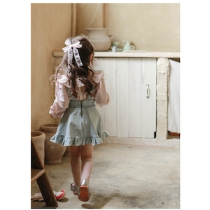 秋デニムフリルサロペットワンピース2色