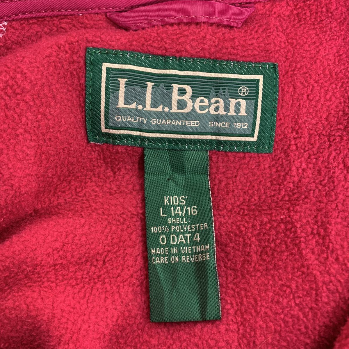 L.L.Bean ジップアップ フリース ジャケット キッズ L 14/16 150〜 ピンク エルエルビーン アウトドア 古着卸 アメリカ仕入  a502-5003 | 古着屋DEN（デン）大阪・古着卸・安い