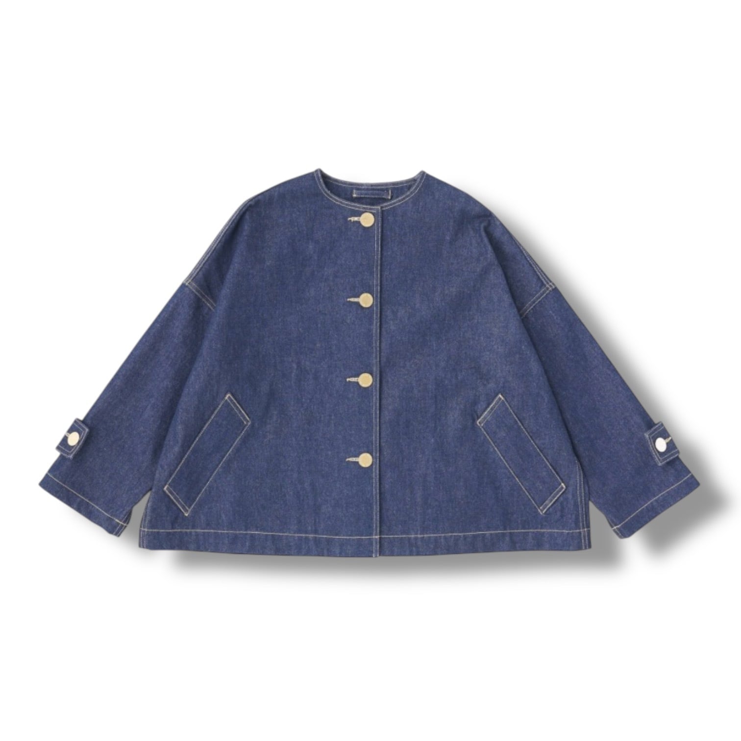 Women's MALTON NO COLLAR SHORT DENIM-Indigo One Wash〖Traditional Weatherwear〗マールトン ノーカラー ショート デニムL261CIFCO0469EM