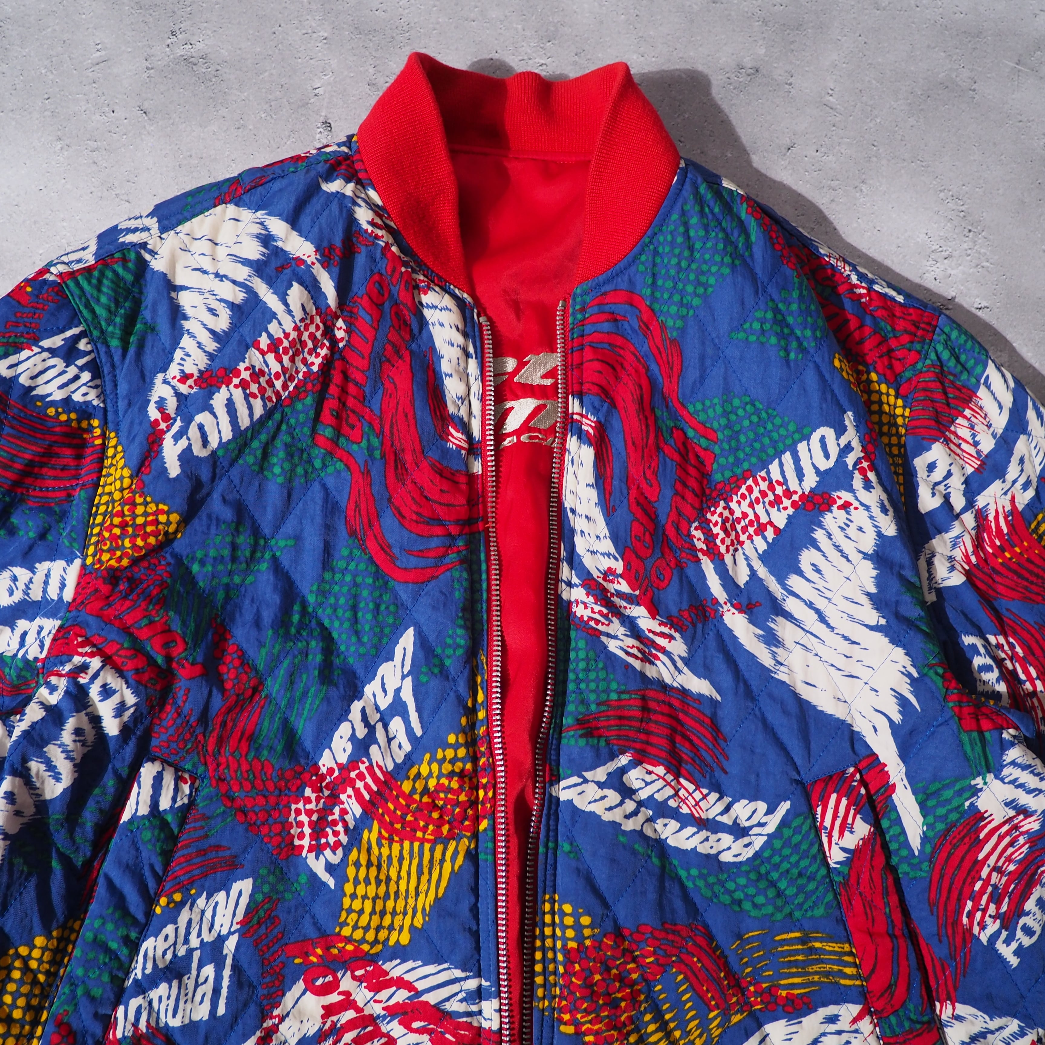 1990s ” Benetton Formula 1 ” 2way Reversible vintage loose MA_1 flight jacket