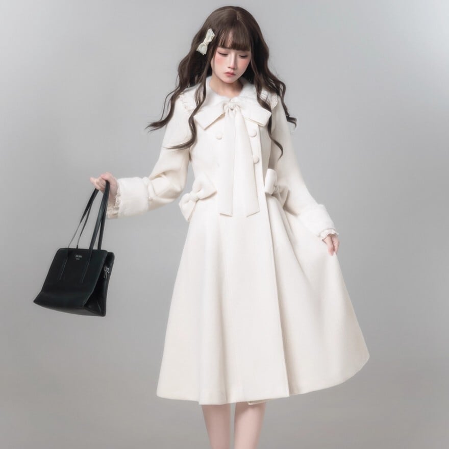 量産型 ロングコート リボン×ファー×フリル 姫系 参戦服向け｜WithU