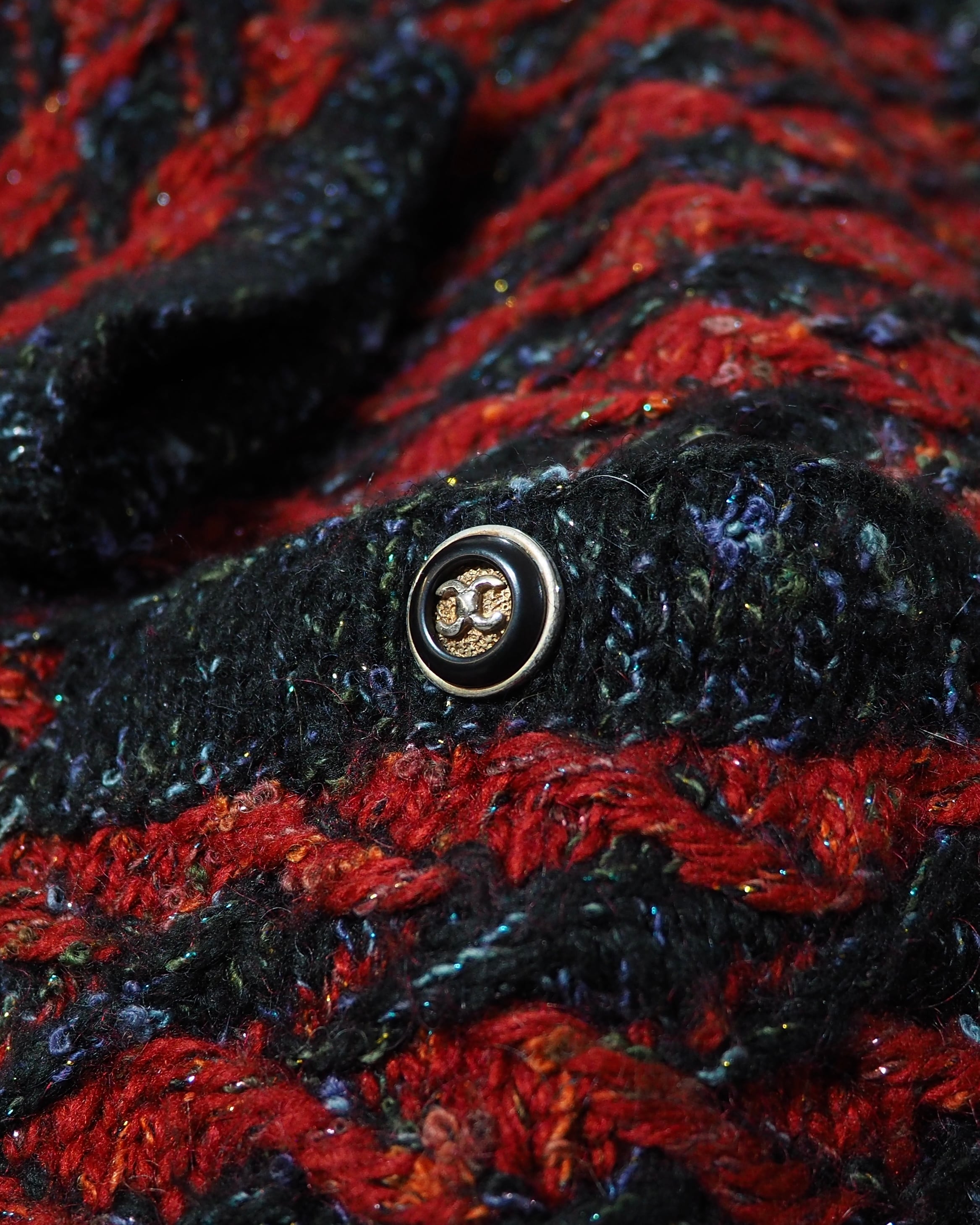 " Unknown " Zigzag Knitting × Luxury Decoration Vintage Wool Cardigan