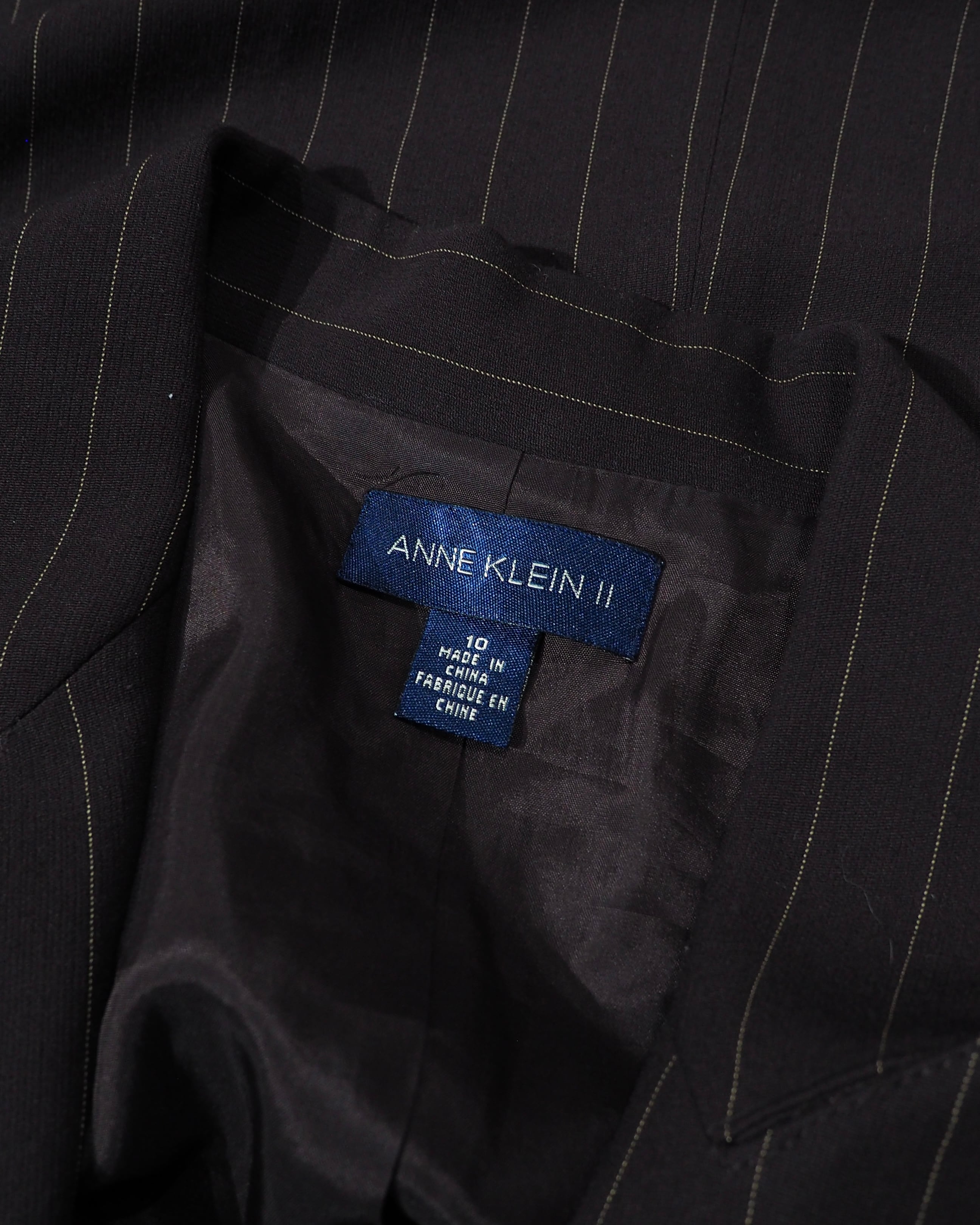 1990 - 00s ” ANNE KLEIN ” Dark Brown × Yellow Stitch Embroider Double jacket