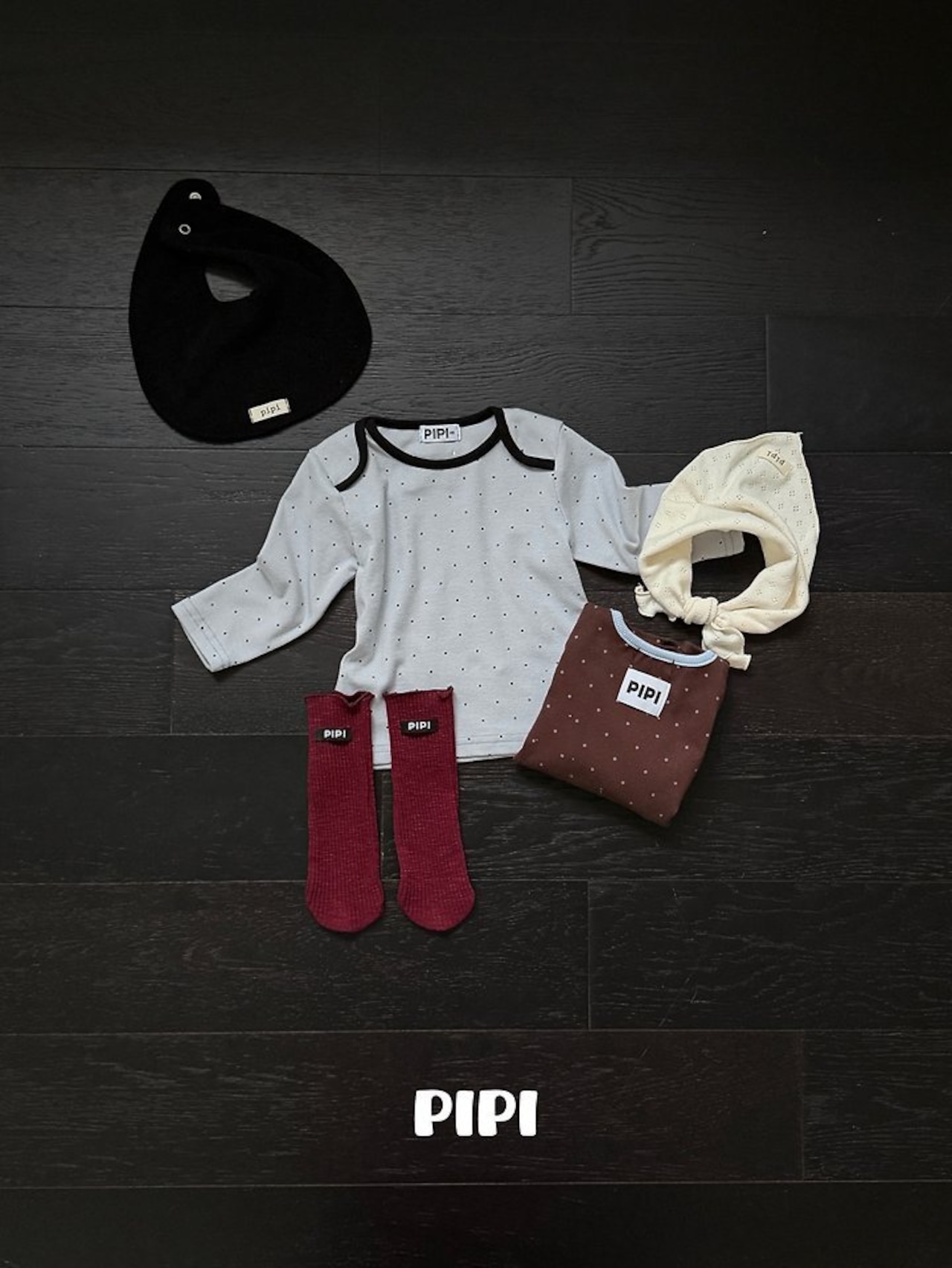韓国子供服 / 26Autumn / 〖取寄〗pipi / ドットTシャツ / ベビー服 / キッズ服 *XS~M*