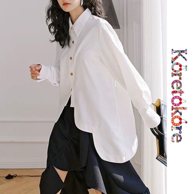 Asymmetry White Shirt A0174