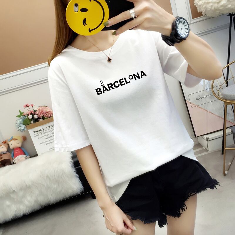【新作】【送料無料】 ピュアコットン 2022 夏の新スタイルルーズ韓国文字白多用途スリム半袖 t シャツ女性のための ins トレンド 0382286387234