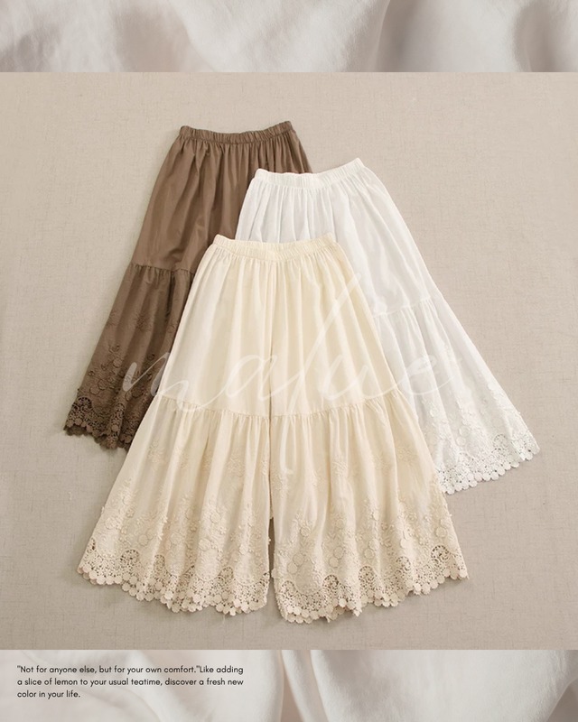 【1着¥4995-お得なフルカラー4SET】crochet lace sheer cotton pants M0100-B