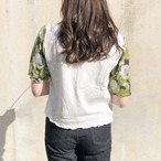 丸模様の柄が可愛いトップス 柄スリーブTシャツ｜グリーン｜サムネイル5