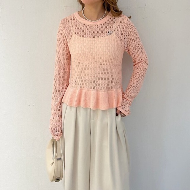 Linen-touch frill knit PO