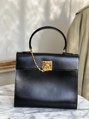 CELINE セリーヌ　マンテル　チェーン　レザー　ハンドバッグ　ブラック×レッド　vintage　ヴィンテージ　オールドセリーヌ　t7rz5i