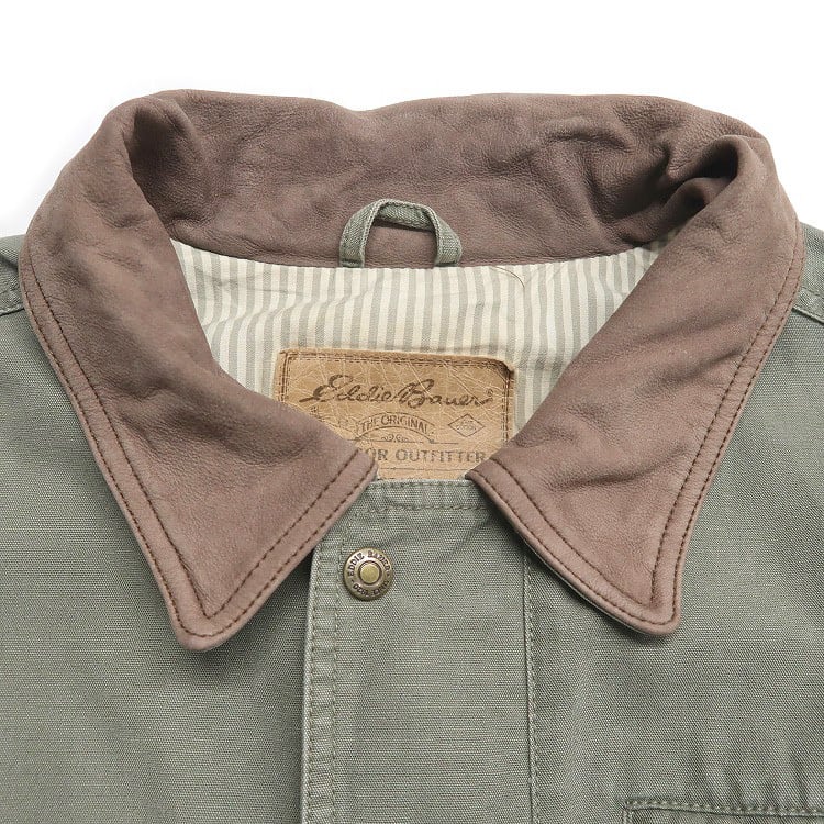 古着 エディーバウアー Eddie Bauer ハンティングジャケット 襟レザー