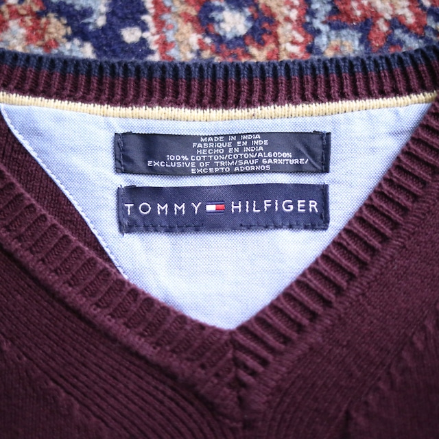"TOMMY HILFIGER" line design loose 3D knit vest