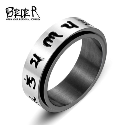 【送料無料】 メンズ リング 指輪 ポリッシュ ステンレス 教 マントラ ラッキー 10000090