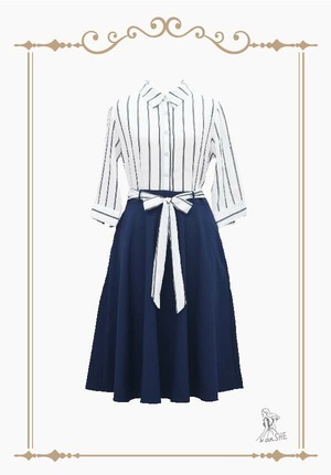 【完売御礼】Black Stripes Shirt dress / ストライプ柄シャツドレス